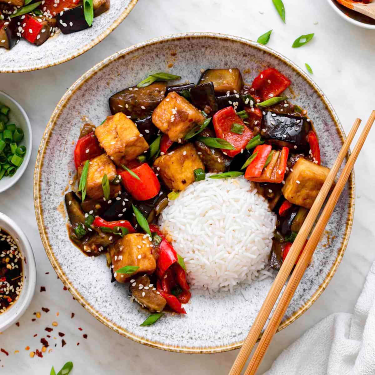 Eggplant Tofu with Chinese eggplant and tofu